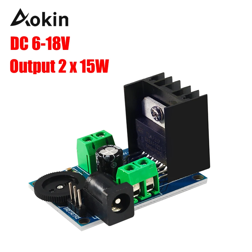 

DC 6-18V TDA7297 15W X 2 Amplifier Module Audio Amplifier Module 2.0 Dual Channel Stereo Amp Board For Arduino DIY