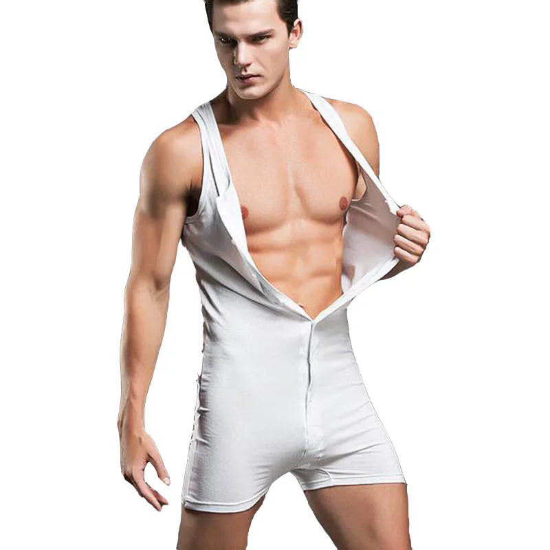 Tanie Male body shaper bawełny bielizna onesie faja hombre ciała suits sexy wspólne odzież bielizna nocna bielizna modelująca mężczyzna sexy te