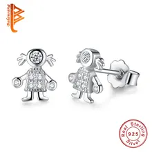 BELAWANG модные серьги из стерлингового серебра 925 пробы гипоаллергенно милые девушки серьги кристалл кубический циркон для женщин детей