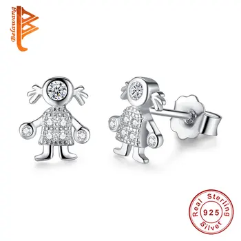 

BELAWANG Trendy 925 Sterling Silver Earrings 100% Allergy Free Lovely Cute Girl Earrings Crystal Cubic Zircon for Women Children