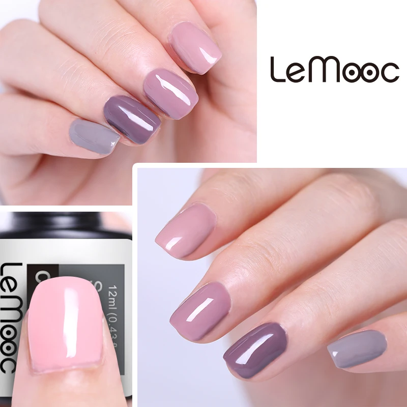 LEMOOC 8 мл розовый цвет серии Гель-лак для ногтей 12 замочить от ногтей гель УФ светодиодный лак для ногтей длительный Гель-лак для нейл-арта