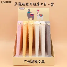 36 шт./упак. с черными чернилами стильная футболка с изображением персонажей видеоигр Альпака Творческий животных ламы гелевая ручка унисекс Ручка-роллер ручка школьные канцелярские принадлежности