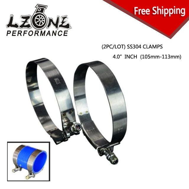 FREE SHIPPING (2PC/LOT) 4" CLAMPS (105 113)STAINLESS 304 SILICONE TURBO