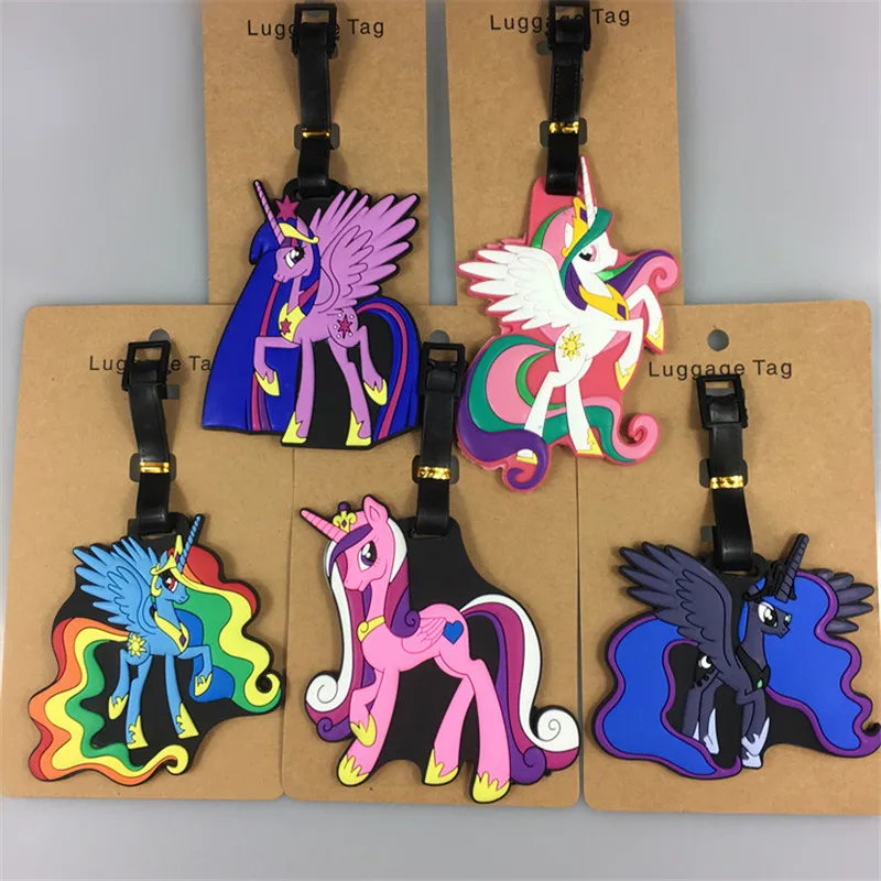 Handmade PVC Fashion Horse Unicorn Suitcase Luggage Tag Cartoon Ponies Address Holder Baggage Label Identify Travel Accessories