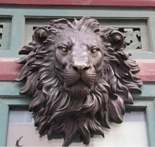 Copper Brass CHINESE crafts Asian Marked The huge Lion head flat brass sculpture statue The art hanging wall
