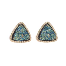 Pendientes geométricos triángulo Druzy Stud de piedra de moda para las mujeres minimalista vintage coreano pequeños pendientes joyería femenina regalo