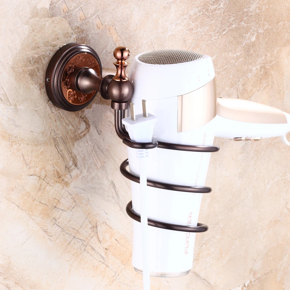 

European style all copper orb hair dryer rack toilet copper wire drawing rack solid hair dryer rack wx6201552