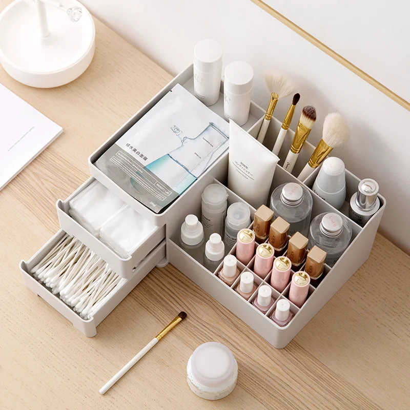 Cosmetic Storage Box Dressing Table Storage Rack Desktop Drawer Multi-grid Lipstick Rack Makeup Organizer Storage Container6