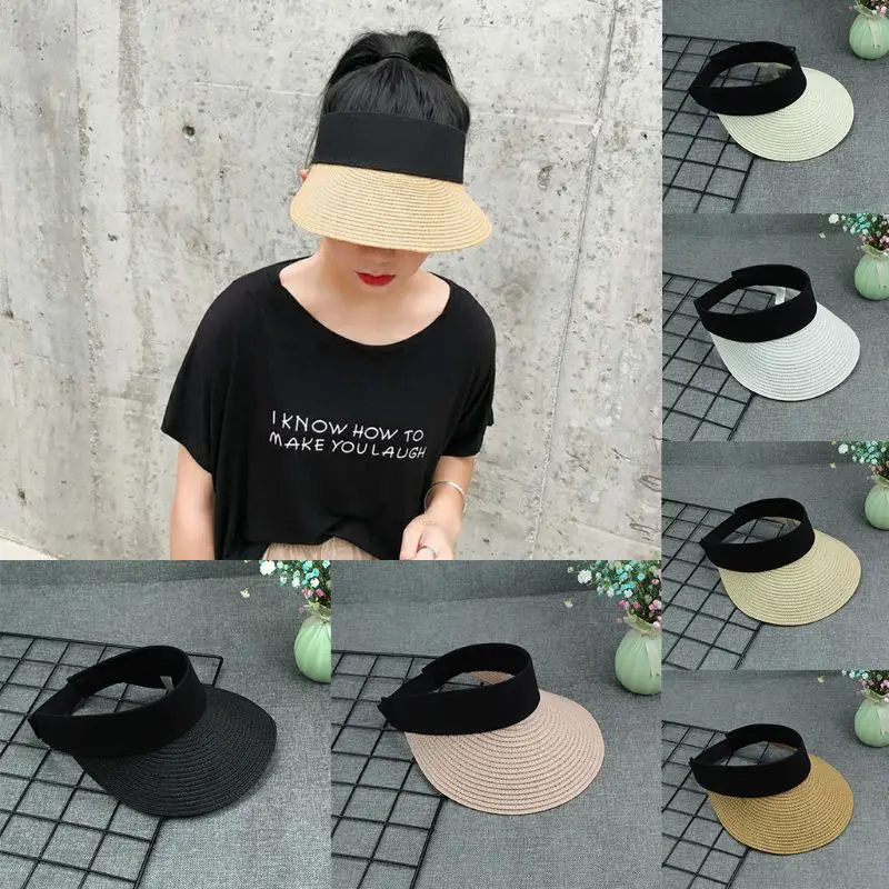 النساء الفتيات الصيف القش نسج قبعة للوقاية من الشمس فارغة أعلى التباين اللون واسعة حافة الأشعة فوق البنفسجية حماية تعديل المحمولة بلغت ذروت... النساء الفتيات الصيف القش نسج قبعة للوقاية من الشمس فارغة أعلى التباين اللون واسعة حافة الأشعة فوق البنفسجية حماية تعديل المحمولة بلغت ذروت...