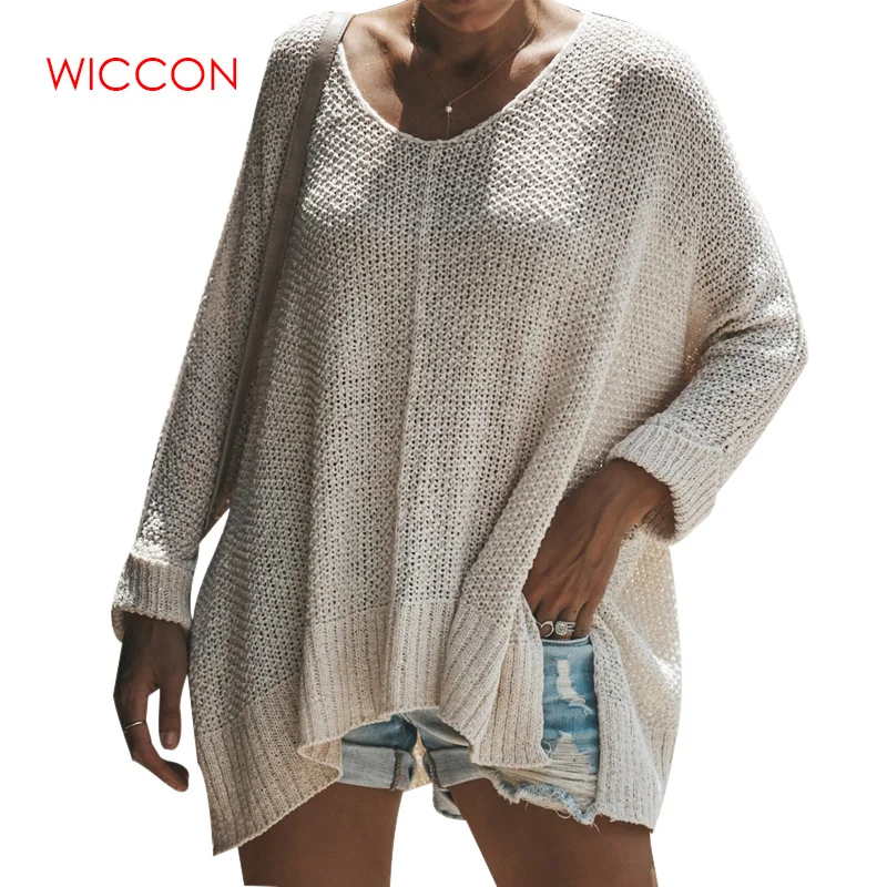 

Candy Color Women Casual Loose Streetwear Off Shoulder Pullovers Female Ladies Knitted Autumn Winter New