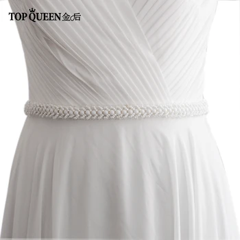 

TOPQUEEN S322-W Wedding Bests Wedding Sash Bridal Sash for Evening Party Pearls Fashion In Stock Belt on a wedding dress