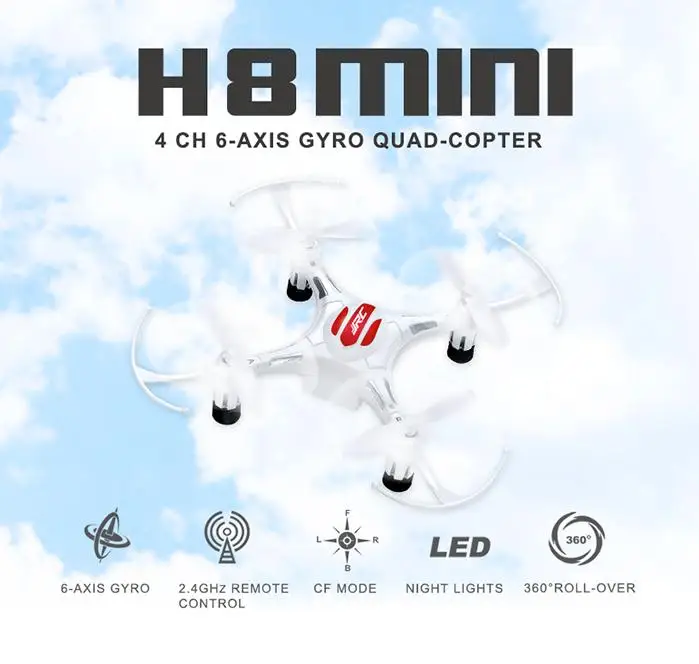 

JJRC H8 Mini RC Helicopters Headless Mode 6 Axis Gyro 2.4GHz 4CH LED light 360 Degree Rollover Function Remote Control Drone