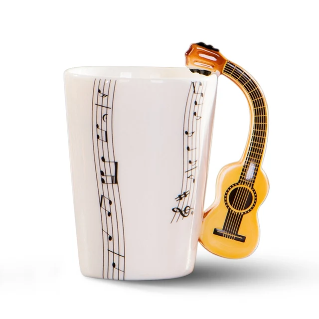 Buy Creative novelty guitar handle ceramic cup free