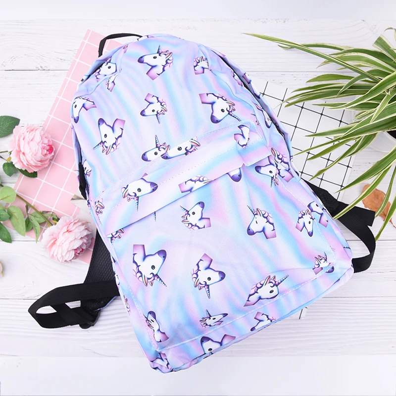 Холло Единорог 3D печать рюкзак женская сумка mochila высокое качество книжная