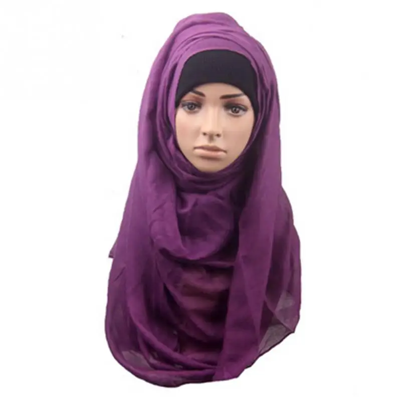 

2019 New Muslim Women Solid Color Scarf Head Surrounded Gauze Kerchief