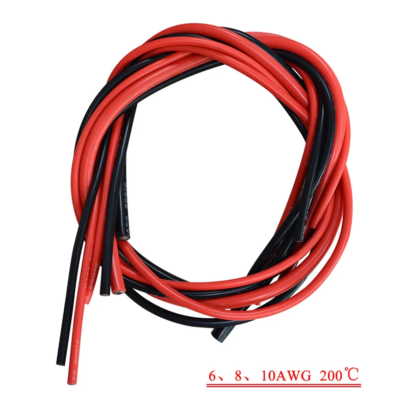 2X3M 6 7 8 10 12 14 16 18 20 22 24 26 Gauge Awg Filo Di Gomma Di Silicone Cavo Rosso Nero Flessibile Meraviglioso Regalo P3