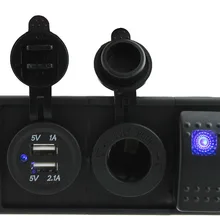 DC12V-24V 3.1A двойной USB зарядное устройство с кулисный переключатель держатель корпус комплект для автомобиля Лодка RV Мотоцикл морской