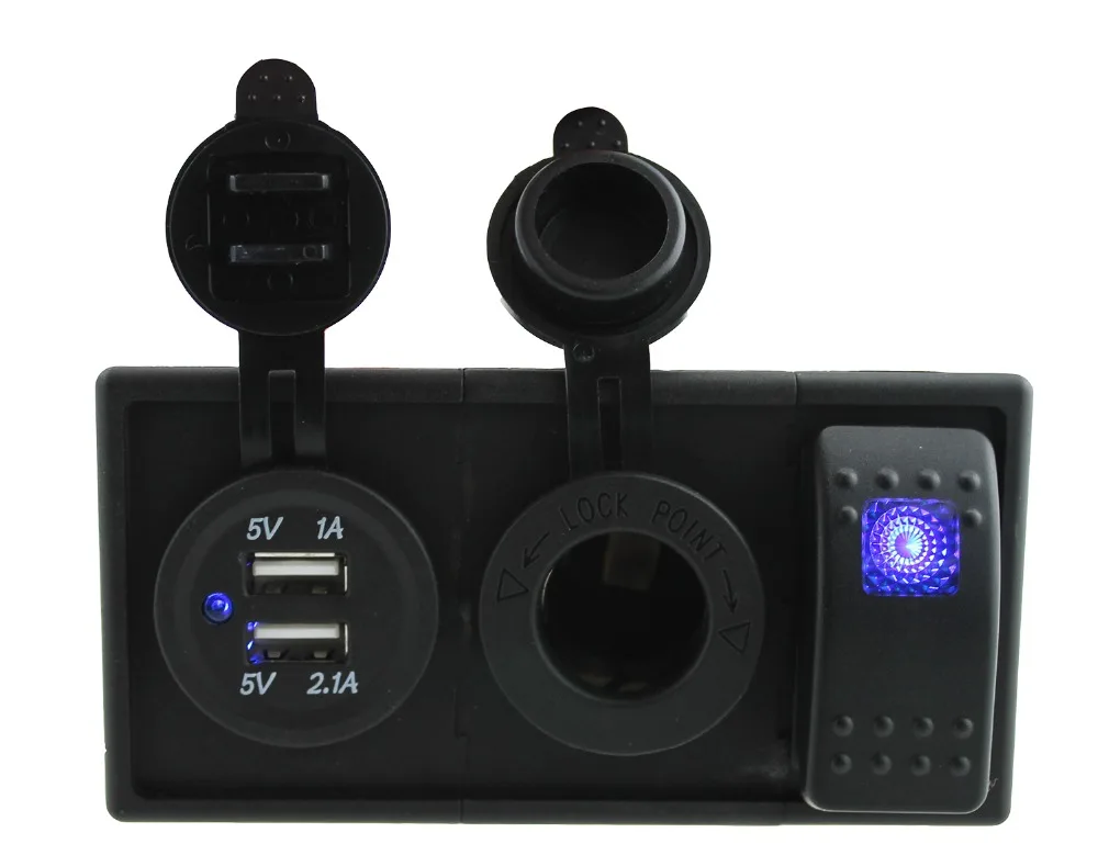 DC12V 24V 3 1a двойное зарядное устройство USB с держателем клавишного переключателя