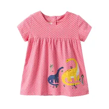 Girls Summer Dress Girls Princess Dresses Kids Dinosaur Princess Dress Children Costumes for Kids Cotton Clothes littlemandy shark baby girls summer enfant princess dress 2018 new costumes for kids clothing print jersey clothes brand dresses