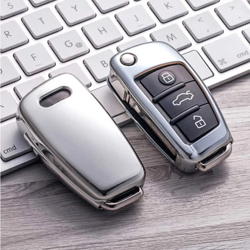 

Car Styling Soft TPU Auto Key Protection Cover Case For Audi A3 8P 8L 8V Sportback Sedan S3 S line Quattro Car Flip Key Cover