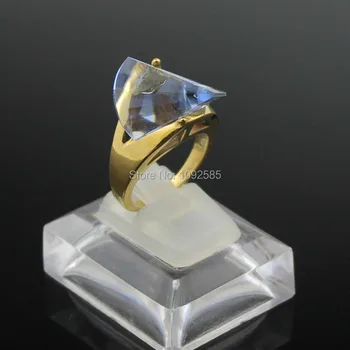 

Fashion new arrival Genuine Austrian sky blue Crystals Ring with yellow gold 316L Stainless steel women rings