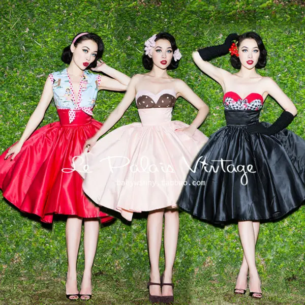 

FREE SHIPPING Le Palais Vintage all-match elegant high waisted skirt color black powder ball gown