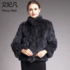 Women Genuine Rabbit Fur Coats Solid Female Stand Collar Rex Rabbit Fur Coat Winter Fashion Real Fur Overcoat Jackets 13 Colors ► Photo 1/6