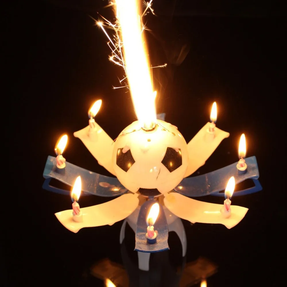 8 огней музыкальная свеча романтическая свеча на день рождения вращающаяся футбольная чашка футбольная музыкальная свеча украшение торта на день рождения