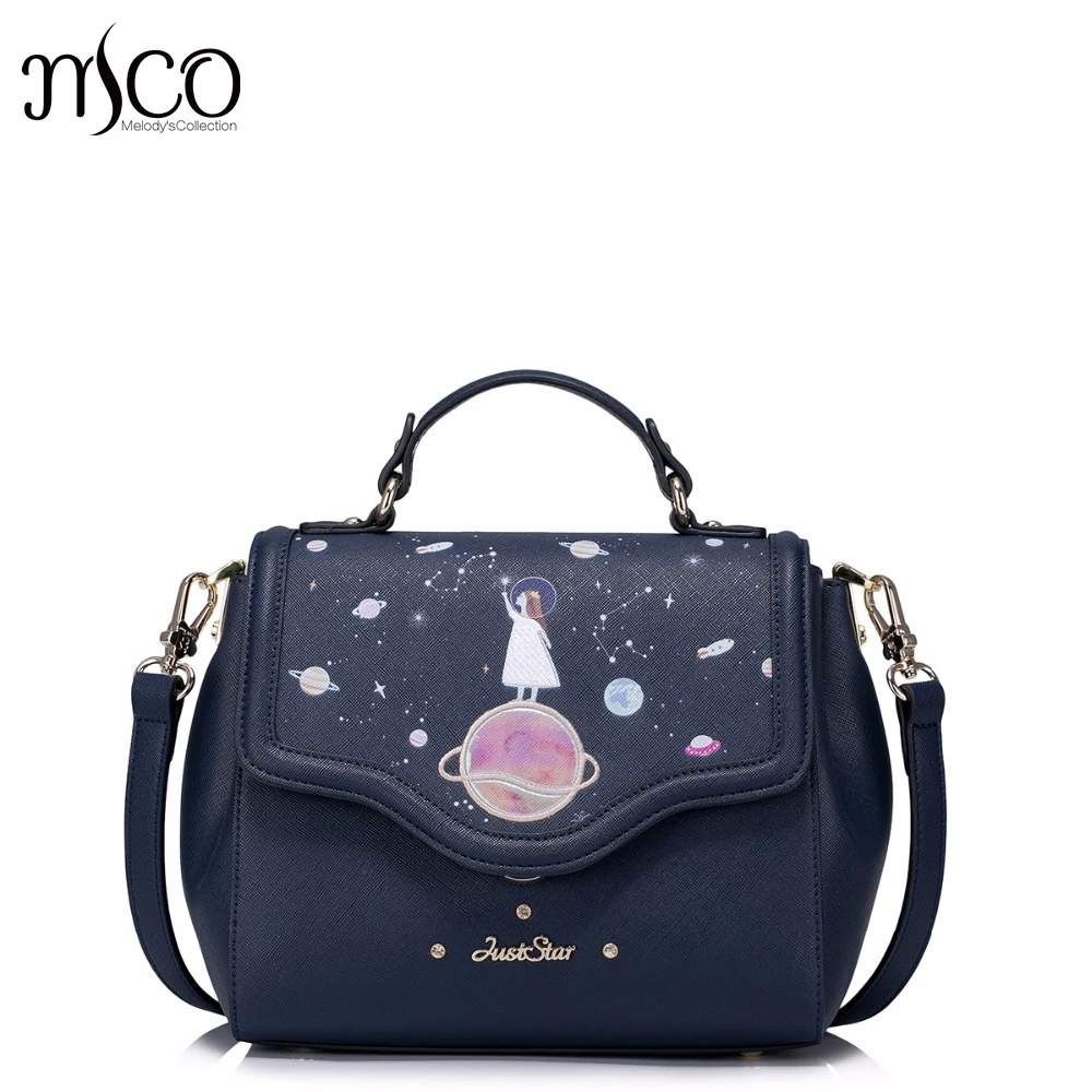 

2017 Brand Design Luxury Stars Printing Emboridery Girl Top Handle Shoulder Bags Lock Women Handbag Ladies Party Messenger Bag