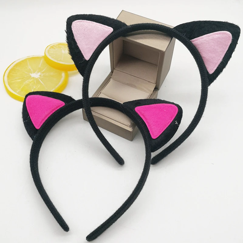 

Hair Accessories Pink Black Cat Ears Anime Cosplay Scrunchie Kawaii Headband Hair Bows for Women Girls Hairbands Head Hair Bands