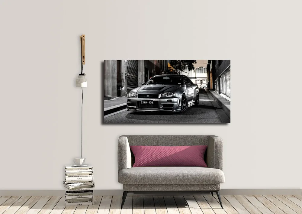 Холщовые картины HD печать без рамки спортивный автомобиль произведение искусства современный Nissan Skyline GTR автомобильные картины прикроватный домашний декор настенные художественные плакаты