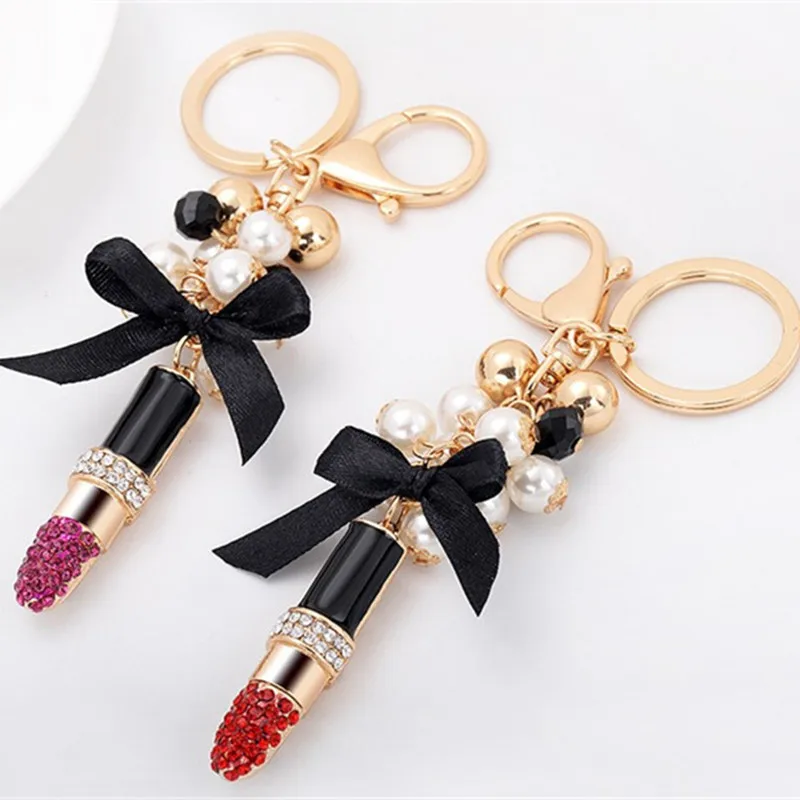 

Creative Lipstick Key Chain Fashion Keychains Car Key Rings Accessories Women Bag Charm Pendant Trinket Wholesale