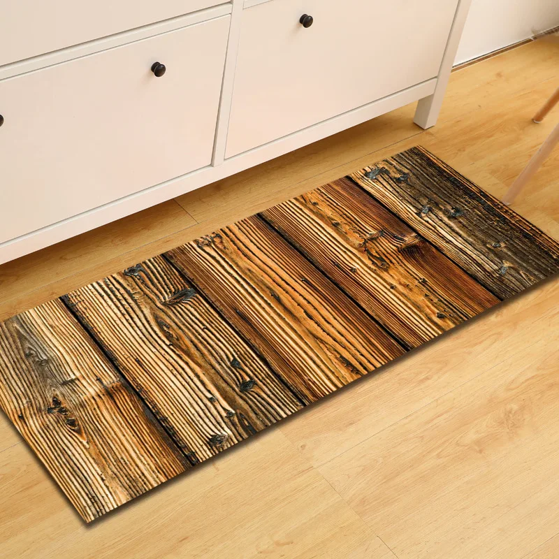 Zeegle Long Kitchen Mat Wood Pattern Mats for The Hallway Welcome Door Mats Floor Rug Anti-slip Kicthen Area Rug Bedside Rug