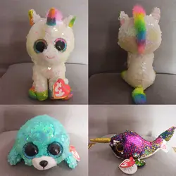 15 см Ty Beanie Boos большие глаза Сова Единорог кошка Пингвин Леопард лиса собака кролик Жираф панда обезьяна мягкие животные плюшевые игрушки