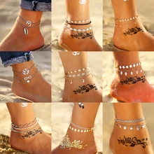 11 Новая мода Богемский Браслет на лодыжку набор для женщин золотые листья ножные браслеты браслет на ногу босиком DIY ноги ювелирные изделия аксессуары