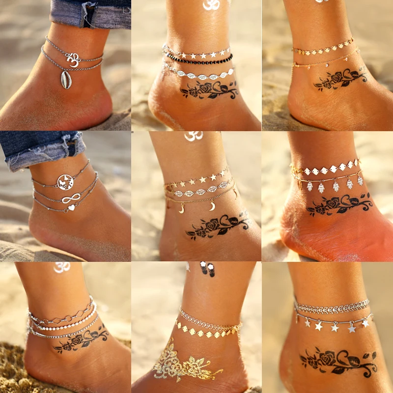 11 New Fashion Bohemian Anklet Set For Women Gold Leaves Anklets 2019 Bracelet On Leg Barefoot DIY Foot Jewelry Accessories 11 New Fashion Bohemian Anklet Set For Women Gold Leaves Anklets 2019 Bracelet On Leg Barefoot DIY Foot Jewelry Accessories