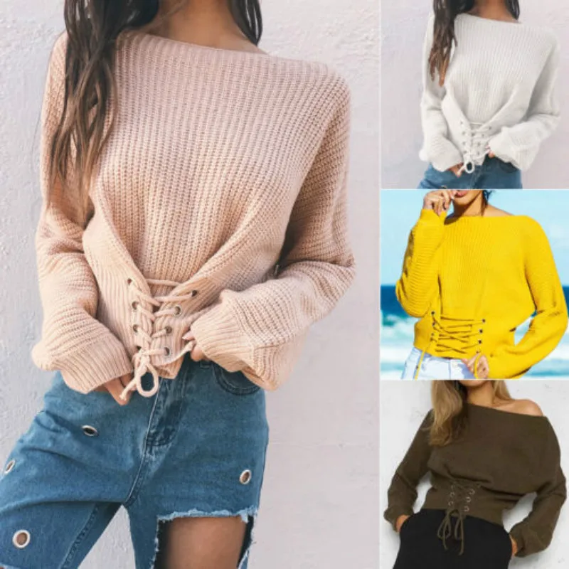 Новые модные женские с длинным рукавом свитер круглым вырезом Свободные
