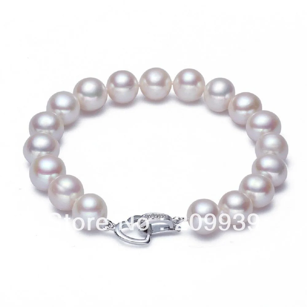 

huij 00180 100% Natural 8-9 mm Freshwater Round Pearl Bracelet