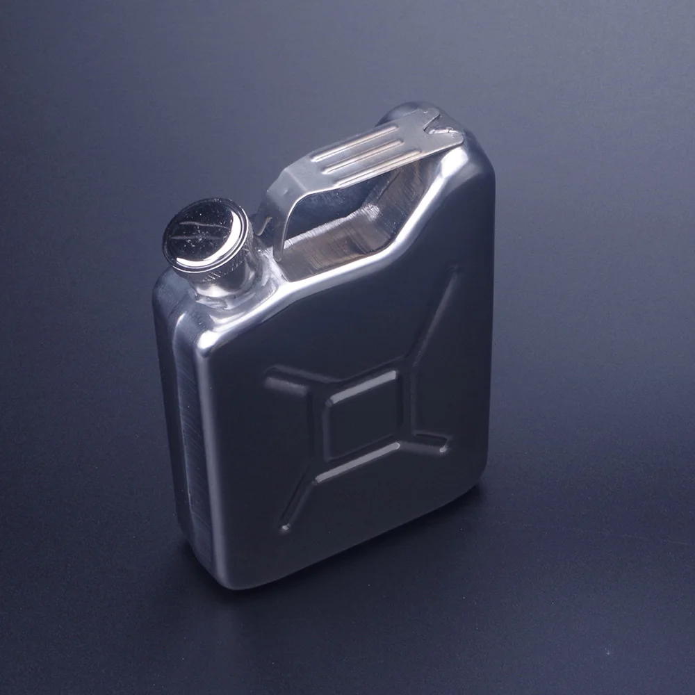 Portable 5 oz Flagon Jerry Can Hip Flask Stainless Steel Fuel Petrol