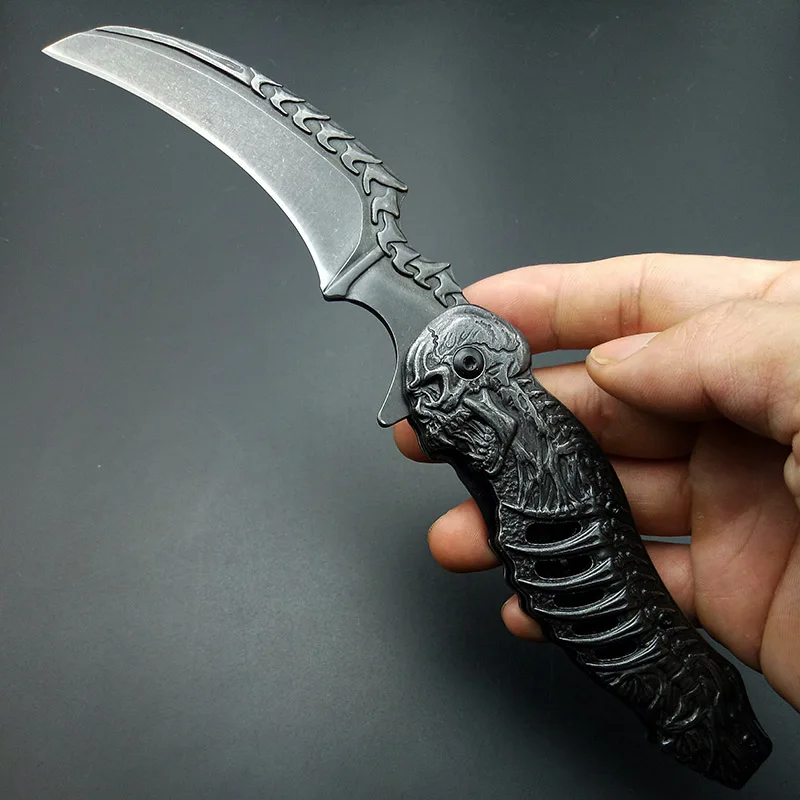 Костяшки череп нож Stonewash 7CR13 karambits Складной нож Тактический складной нож коготь ножи хорошее качество