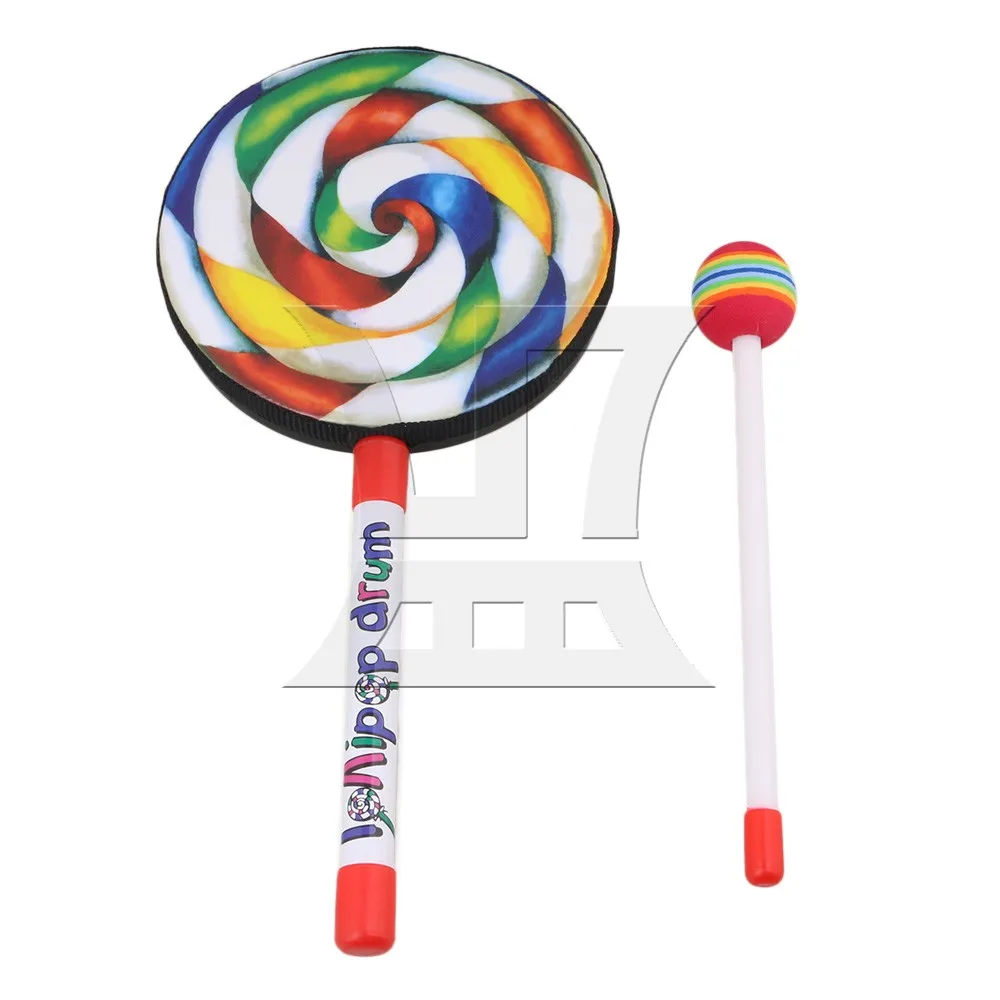 Yibuy 5.9" Plastic Lollipop Shape Hand Drum Percussion Musical