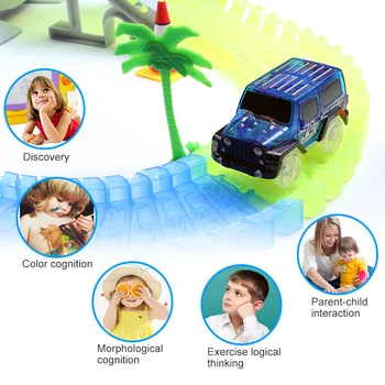 

DIY Assemble Accessories Turntable Lift for Magic racing car Miraculous Glow in the dark LED Car Puzzle Toys for Kids Gift