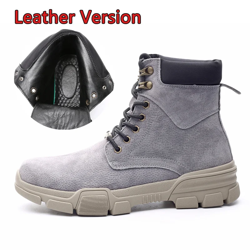 VRYHEID; Брендовые мужские ботинки из натуральной кожи; сезон осень-зима; ботильоны; модная обувь; военные ботинки; Высококачественная винтажная мужская обувь - Цвет: Gray No Fluff