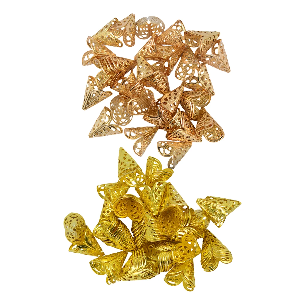 Buy 100pcs 16mm Filigree Cone Flower Beads Cap End