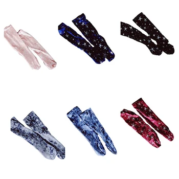 

Women Fashion Elegant Dream Starry Sky Glitter Socks Star Pattern Velvet Shiny Pile Heap Socks Shining Winter Spring Socks