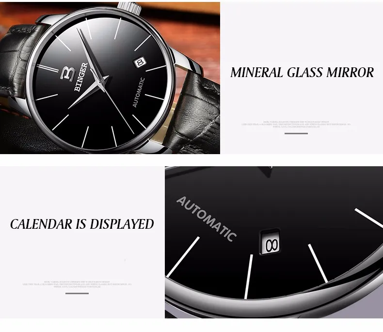 Швейцарские БИНГЕР часы мужские роскошные брендовые деловые механические наручные часы Авто Дата мужские часы B-5005-8 Relogio Masculino