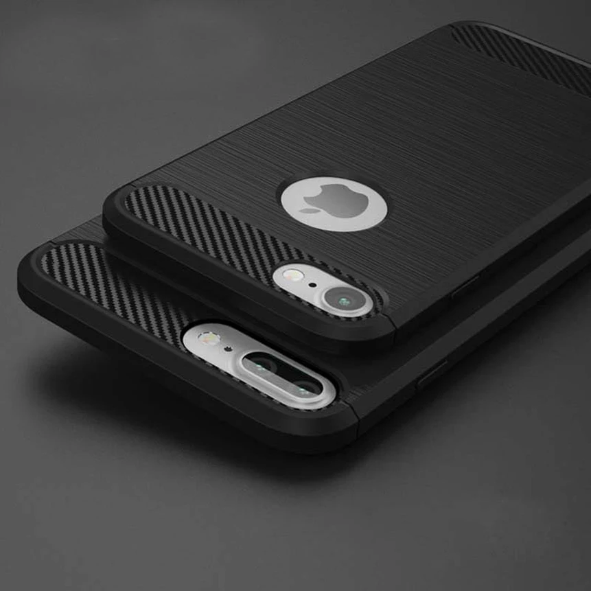 

Dreamysow For Apple for iPhone 5 5s SE 6 6s 7 8 Plus X XS Carbon Fiber Shockproof Armor Silicone Phone Cases Back Cover Coque