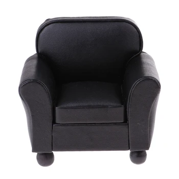 

1/12 Scale Miniature Single Sofa Leather Couch Armchair Dolls House Drawing/Living Room Furniture Kids Pretend Play Toy