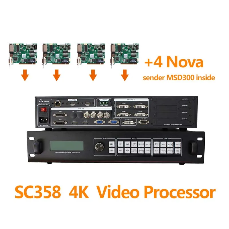 AMS-SC358 Amoonsky Led Video Processor Flexible Led Display Usage 4K Video Matrix Switcher With 4 Video Card MSD300
