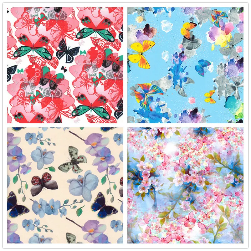 Printing cloth 140cm x45cmButterfly Printed Fabric for DIY Sewing Patchwork decoration Cushions Sheet And Quilting Cra | Дом и сад